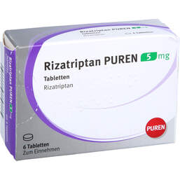 Abbildung: Rizatriptan Puren 5 mg Tabletten 6 St, Tabletten PZN 14299250