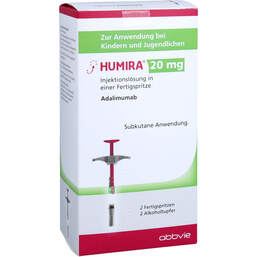 Abbildung: Humira 20 mg / 0,2 ml Injektionslösung in Fertigspritze  2 St, Injektionslösung PZN 14299497