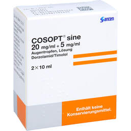 Abbildung: Cosopt sine 20 mg / ml + 5 mg / ml Augentropfen Lösung 2X10 ml, Augentropfen PZN 14300154