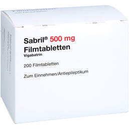 Abbildung: Sabril 500 mg Filmtabletten 200 St, Filmtabletten PZN 14300852