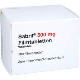Abbildung: Sabril 500 mg Filmtabletten 100 St, Filmtabletten PZN 14300869