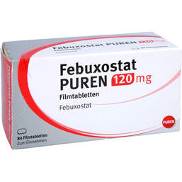 Abbildung: Febuxostat Puren 120 mg Filmtabletten 84 St, Filmtabletten PZN 14304643