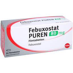 Abbildung: Febuxostat Puren 80 mg Filmtabletten 84 St, Filmtabletten PZN 14304666