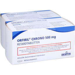 Abbildung: Orfiril chrono 500 mg Retardtabletten 2X100 St, Retard-Tabletten PZN 14308121