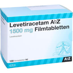 Abbildung: Levetiracetam AbZ 1.500 mg Filmtabletten 100 St, Filmtabletten PZN 14310342