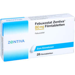 Abbildung: Febuxostat Zentiva 80 mg Filmtabletten 28 St, Filmtabletten PZN 14313352