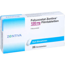 Abbildung: Febuxostat Zentiva 120 mg Filmtabletten 28 St, Filmtabletten PZN 14313375