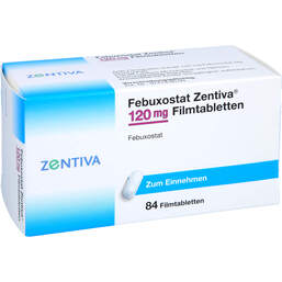 Abbildung: Febuxostat Zentiva 120 mg Filmtabletten 84 St, Filmtabletten PZN 14313381