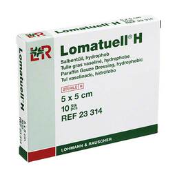 Abbildung: Lomatuell H Salbentüll 5x5 cm steril 10 St, Verband PZN 14324054