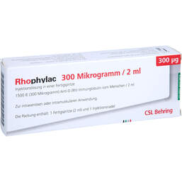 Abbildung: Rhophylac 300 µg / 2 ml Injektionslösung in Fertigspritze 1X2 ml, Injektionslösung PZN 14324108