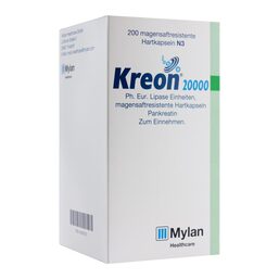 Abbildung: Kreon 20.000 Ph.Eur.Lipase Einheiten magensaftresistent Hartkapseln 200 St, Magensaftresistente Hartkapseln PZN 14327673
