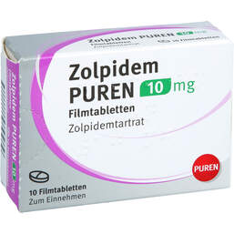 Abbildung: Zolpidem Puren 10 mg Filmtabletten 10 St, Filmtabletten PZN 14328313