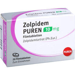 Abbildung: Zolpidem Puren 10 mg Filmtabletten 20 St, Filmtabletten PZN 14328342