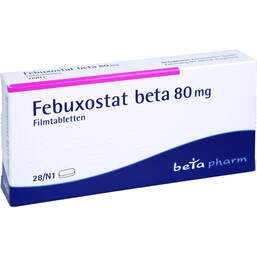 Abbildung: Febuxostat beta 80 mg Filmtabletten 28 St, Filmtabletten PZN 14330899