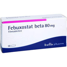 Abbildung: Febuxostat beta 80 mg Filmtabletten 56 St, Filmtabletten PZN 14330907