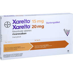 Abbildung: Xarelto 15 mg + 20 mg Filmtabletten Starterpackung 1 P, Filmtabletten PZN 14334348