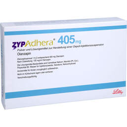 Abbildung: Zypadhera 405 mg Pulver + Lösungsmittel z.Her.e.Depot-Injektionssuspension 1 P, Trockensubstanz mit Lösun PZN 14335715
