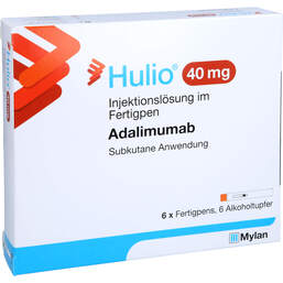 Abbildung: Hulio 40 mg / 0,8 ml Injektionslösung im Fertigpen 6 St, Injektionslösung PZN 14338725