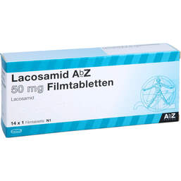 Abbildung: Lacosamid AbZ 50 mg Filmtabletten 14 St, Filmtabletten PZN 14352323