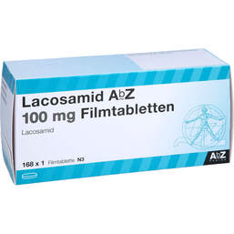 Abbildung: Lacosamid AbZ 100 mg Filmtabletten 168 St, Filmtabletten PZN 14352381