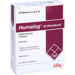 Abbildung: Humalog 100 E / ml Patrone Injektionslösung 10X3 ml, Injektionslösung PZN 14354262