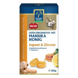 Abbildung: Manuka Mgo 400 + Lutschbonbons Ingwer / Zitrone Bonbons, 100 g PZN 14355190