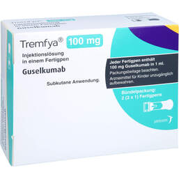 Abbildung: Tremfya 100 mg Injektionslösung in einem Fertigpen 2 St, Injektionslösung PZN 14357355