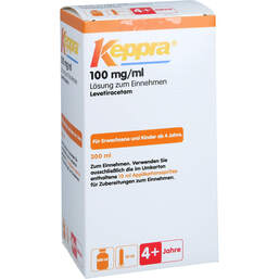 Abbildung: Keppra 100 mg / ml Lösung zum Einnehm.mit 10 ml Dos.Pipette 300 ml, Lösung zum Einnehmen PZN 14357875