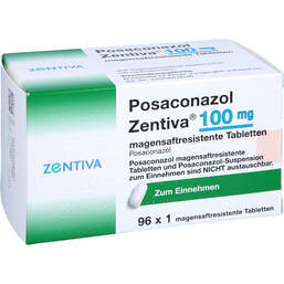 Abbildung: Posaconazol Zentiva 100 mg magensaftresistent Tabletten 96 St, Tabletten magensaftresistent PZN 14358455