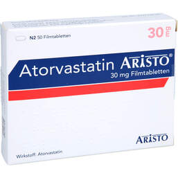 Abbildung: Atorvastatin Aristo 30 mg Filmtabletten 50 St, Filmtabletten PZN 14359495