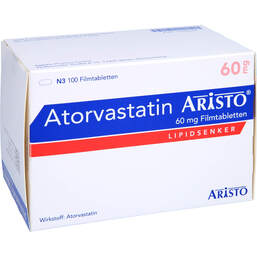 Abbildung: Atorvastatin Aristo 60 mg Filmtabletten 100 St, Filmtabletten PZN 14359549