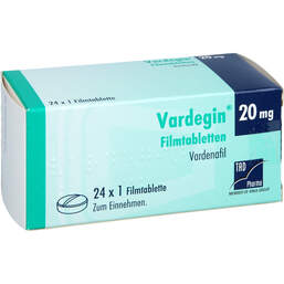 Abbildung: Vardegin 20 mg Filmtabletten 24 St, Filmtabletten PZN 14360707