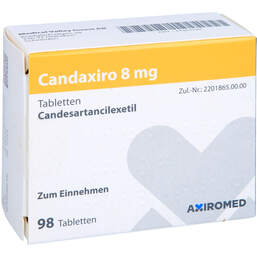 Abbildung: Candaxiro 8 mg Tabletten 98 St, Tabletten PZN 14363120