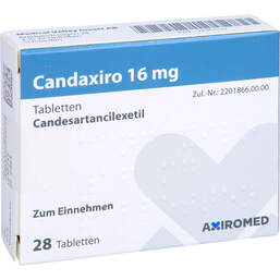 Abbildung: Candaxiro 16 mg Tabletten 28 St, Tabletten PZN 14363137