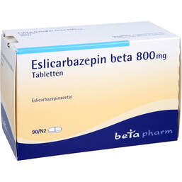 Abbildung: Eslicarbazepin beta 800 mg Tabletten 90 St, Tabletten PZN 14363657