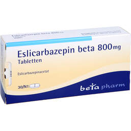 Abbildung: Eslicarbazepin beta 800 mg Tabletten 30 St, Tabletten PZN 14363692