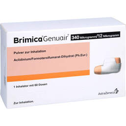 Abbildung: Brimica Genuair 340 µg / 12 µg Pulver zur Inhalation 60ED 1 St, Inhalationspulver PZN 14371651