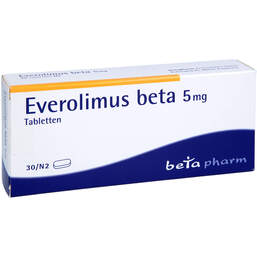 Abbildung: Everolimus beta 5 mg Tabletten 30 St, Tabletten PZN 14372389