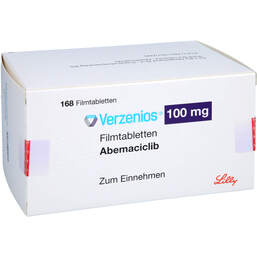 Abbildung: Verzenios 100 mg Filmtabletten 168 St, Filmtabletten PZN 14376097