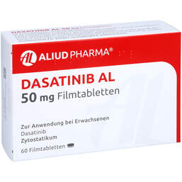 Abbildung: Dasatinib AL 50 mg Filmtabletten 60 St, Filmtabletten PZN 14385239