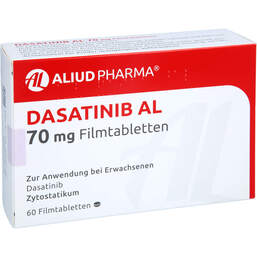 Abbildung: Dasatinib AL 70 mg Filmtabletten 60 St, Filmtabletten PZN 14385245