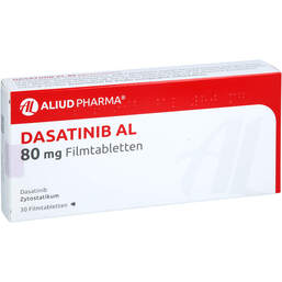 Abbildung: Dasatinib AL 80 mg Filmtabletten 30 St, Filmtabletten PZN 14385251