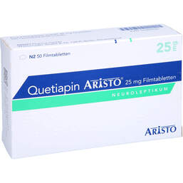 Abbildung: Quetiapin Aristo 25 mg Filmtabletten 50 St, Filmtabletten PZN 14385699