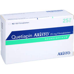 Abbildung: Quetiapin Aristo 25 mg Filmtabletten 100 St, Filmtabletten PZN 14385707