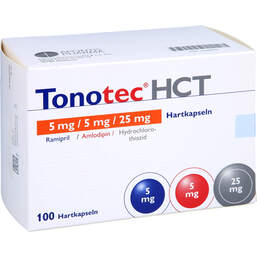 Abbildung: Tonotec HCT 5 mg / 5 mg / 25 mg Hartkapseln 100 St, Hartkapseln PZN 14408963