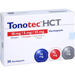 Abbildung: Tonotec HCT 10 mg / 5 mg / 25 mg Hartkapseln 30 St, Hartkapseln PZN 14408986