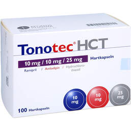 Abbildung: Tonotec HCT 10 mg / 10 mg / 25 mg Hartkapseln 100 St, Hartkapseln PZN 14409017