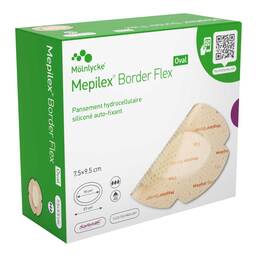 Abbildung: Mepilex Border Flex Schaumverband haft.13x16 cm oval 5 St, Verband PZN 14412195