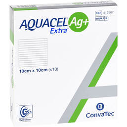 Abbildung: Aquacel Ag + Extra 10x10 cm Kompressen 10 St, Kompressen PZN 14413616