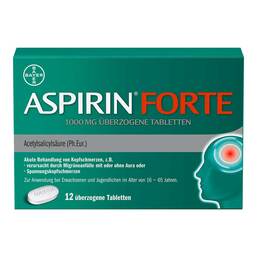 Abbildung: Aspirin FORTE 1000 mg überzogene Tabletten 12 St, Überzogene Tabletten PZN 14436770